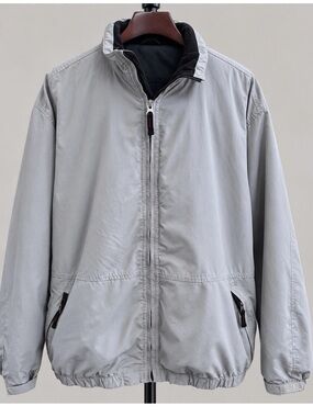 AIGLE Windbreaker Jacket Men’s XXL Gray Fleece Collar Outdoor
